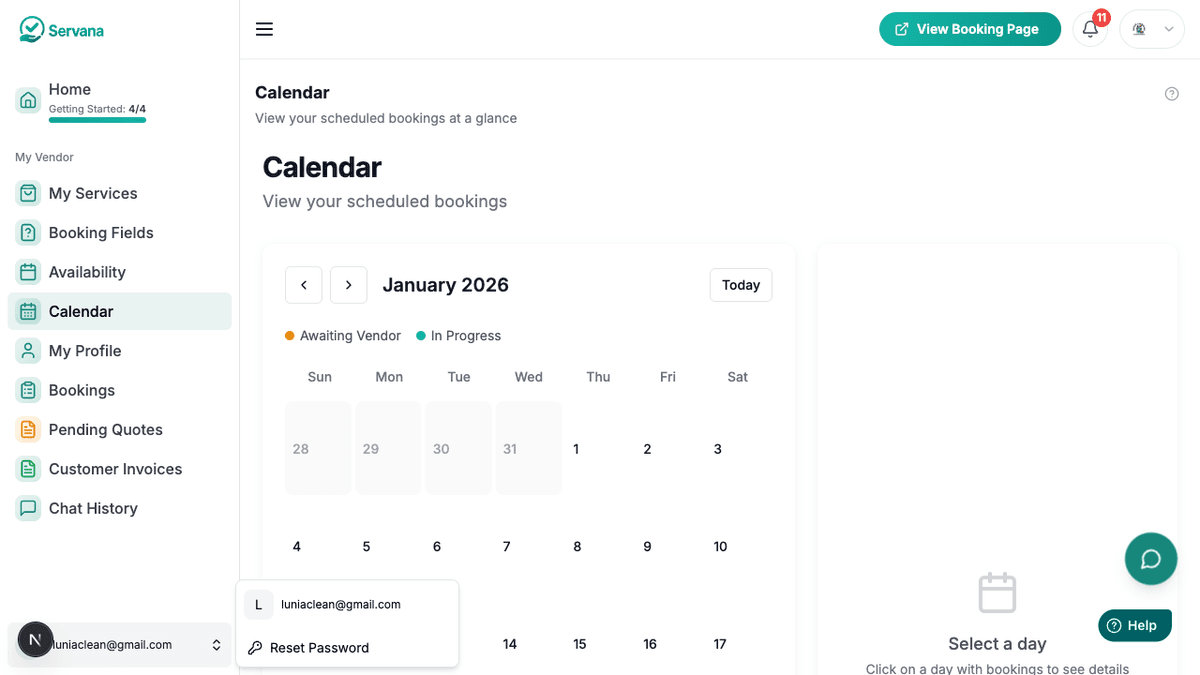 Servana calendar view